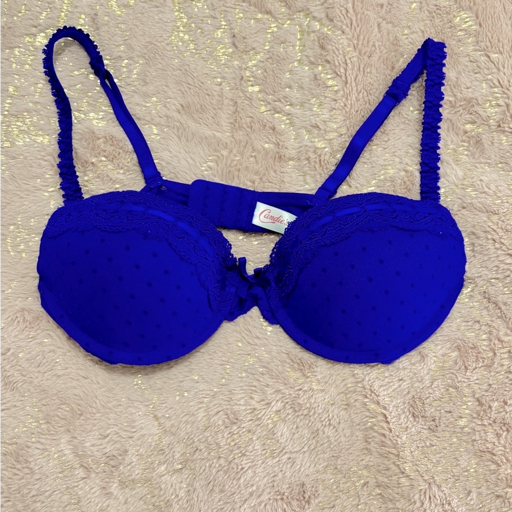 Candie's Pushup Bra Size 34B Royal Blue Lace mesh